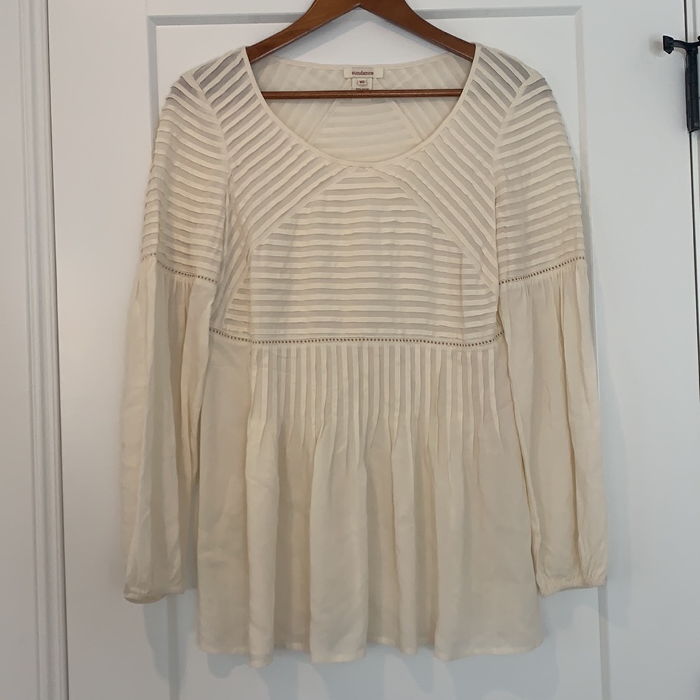 Sundance Boho Cream Pleated Blouse